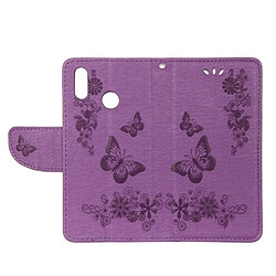 Wewoo Housse Étui Violet pour Huawei P20 Lite Vintage Floral Motif papillon en relief flip horizontal en cuir avec fente carte et titulaire portefeuille lanière pas cher