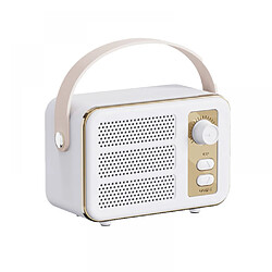 General Haut-parleur stéréo Bluetooth portable rétro, haut-parleur vintage rétro sans fil amélioré avec fente pour carte TF, jolis accessoires de style ancien esthétique pour cuisine, chambre, bureau, fête, maison, cadeau pour un ami (blanc)