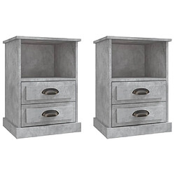 vidaXL Tables de chevet 2 pcs gris béton 43x36x60 cm