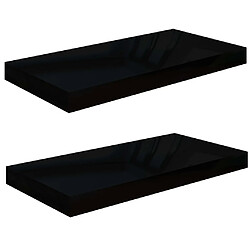 Maison Chic Lot de 2 Étagère murale flottante,Etagère de rangement Noir brillant 50x23x3,8 cm MDF -MN18850