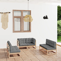 Maison Chic Salon de jardin 6 pcs + coussins - Mobilier/Meubles de jardin - Table et chaises d'extérieur Bois de pin massif -MN53660