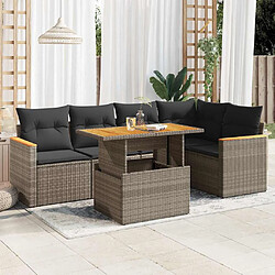 vidaXL Salon de jardin 5 pcs avec coussins gris résine tressée acacia