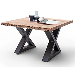 Acheter Pegane Table basse en bois d'acacia massif naturel / acier anthracite - L.75 x H.45 x P.75 cm