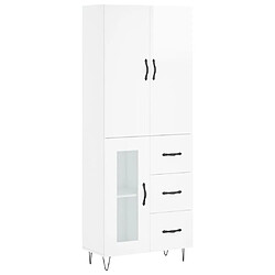 vidaXL Buffet haut Blanc brillant 69,5x34x180 cm Bois d'ingénierie