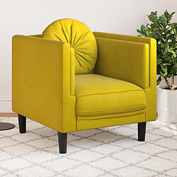 vidaXL Fauteuil avec coussin jaune velours