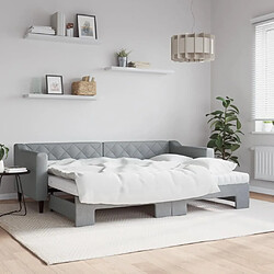 Maison Chic Lit d'appoint avec gigogne et matelas | Lit de jour | Lit de repos gris clair 80x200 cm tissu -GKD73781