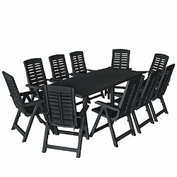 Salle à manger de jardin 11 pcs,Table et chaise à dîner Plastique Anthracite -MN88514