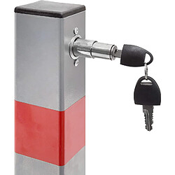 Helloshop26 Poteau barrière de parking rabattable voiture 65 cm acier gris et rayures rouge 13_0002309 pas cher