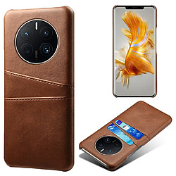 Coque en TPU + PU anti-poussière, anti-empreinte digitale avec deux porte-cartes pour votre Huawei Mate 50 Pro 4G - marron