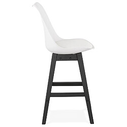 Avis Alterego Tabouret snack mi-hauteur 'CAMILA MINI' blanc avec pied en bois noir