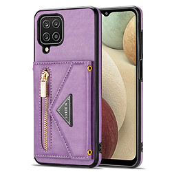 Coque en TPU + PU N.BEKUS avec béquille, porte-carte et dragonne violet pour votre Samsung Galaxy A12