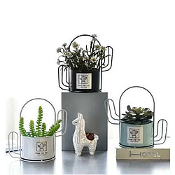 Style nordique cactus forme vase à fleur en fer minimaliste Home Decor bleu clair pas cher