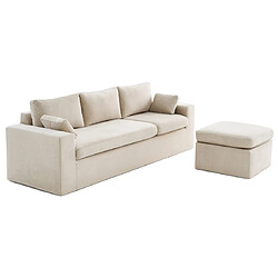 Lisa Design Calgary - canapé d'angle déhoussable et modulable 3 places + 1 pouf en velours pas cher