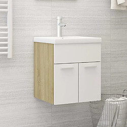 vidaXL Armoire d'évier et lavabo intégré Blanc/chêne sonoma Aggloméré