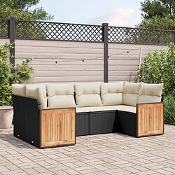 Maison Chic Salon de jardin 6 pcs avec coussins | Ensemble de Table et chaises | Mobilier d'Extérieur noir résine tressée -GKD33783