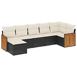 Maison Chic Salon de jardin 7 pcs avec coussins | Ensemble de Table et chaises | Mobilier d'Extérieur noir résine tressée -GKD47824