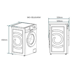 Lave-linge hublot CONTINENTAL EDISON CELL8140IW - 8 kg - Largeur 60 cm - Classe A - 1400 trs/min - moteur induction -Blanc pas cher