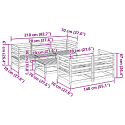 vidaXL Salon de jardin 6 pcs cire marron bois de pin massif pas cher