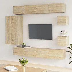 Maison Chic Ensemble de meubles TV 8 pcs | Banc TV Moderne pour salon | Meuble de Rangement - Chêne sonoma Bois d'ingénierie -MN46532