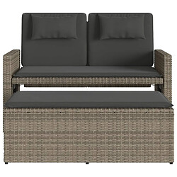 Maison Chic Banc inclinable de jardin avec coussins| Banc d'extérieur gris résine tressée -GKD20074 pas cher