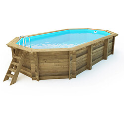 Habitat Et Jardin Piscine bois Sao Paulo - 6.57 x 4.07 x 1.20 m - Bâche à bulles 180 µ - Bâche hiver 280 g/m² -