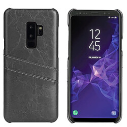 Wewoo Etui en cuir Fierre Shann Retro Oil Cire PU pour Galaxy S9 +, avec fentes pour cartes (Noir)