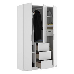 Pegane Armoire placard meuble de rangement coloris blanc brillant - Longueur 135 x Profondeur 52 x Hauteur 204 cm