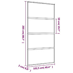 vidaXL Porte coulissante doré 102,5x205 cm verre ESG dépoli aluminium pas cher