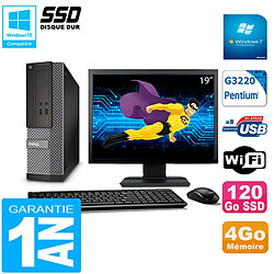 PC DELL 3020 SFF Ecran 19" Intel G3220 RAM 4Go Disque Dur 120 Go SSD Wifi W7 - Occasion