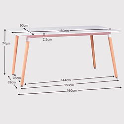 Nest Dream Table à manger nordique rectangulaire (160x90) - Fox pas cher