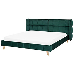 Beliani Lit double en velours vert foncé 180 x 200 cm SENLIS