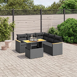 Maison Chic Ensemble Tables et chaises d'extérieur 6pcs avec coussins,Salon de jardin noir résine tressée -GKD815221