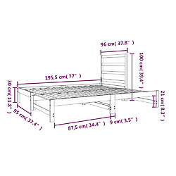 vidaXL Lit coulissant sans matelas 2x(90x190) cm pas cher