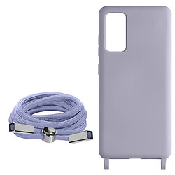 Avizar Coque Cordon Samsung Galaxy S20 FE Semi-rigide Lanière Tour du Cou 80cm Violet