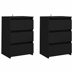 Maison Chic Lot de 2 Tables de chevet - Tables de Nuit Noir 40x35x62,5 cm Aggloméré