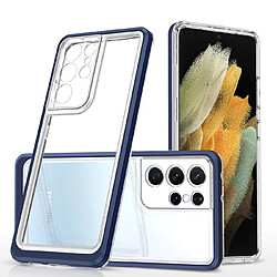 Ozzzo coque transparente 3 en 1 pour samsung galaxy s21 ultra 5g frame gel cover bleu