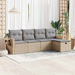 vidaXL Salon de jardin avec coussins 5 pcs beige résine tressée