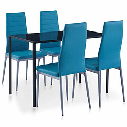 Maison Chic Table + chaises à manger| Ensemble de 5 salle à manger Bleu -GKD95451