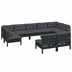 Avis Maison Chic Salon de jardin 9 pcs + coussins - Mobilier/Meubles de jardin - Table et chaises d'extérieur Noir Bois de pin solide -MN91864