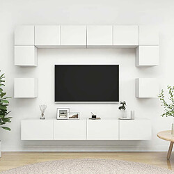 Maison Chic Ensemble de meubles TV 8 pcs | Banc TV Moderne pour salon | Meuble de Rangement - Blanc Aggloméré -MN63793