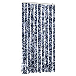 vidaXL Rideau anti-mouches bleu et blanc 100x230 cm chenille