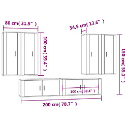 vidaXL Ensemble de meubles TV 6 pcs Blanc brillant Bois d'ingénierie pas cher