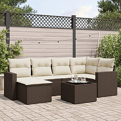 vidaXL Salon de jardin avec coussins 7 pcs marron résine tressée