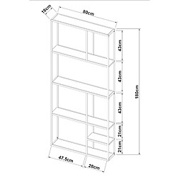 Helloshop26 Étagère murale acier 180 x 80 x 18 cm noir 03_0007035