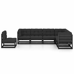 Maison Chic Salon de jardin 7 pcs + coussins - Mobilier/Meubles de jardin - Table et chaises d'extérieur Noir Bois de pin massif -MN27942