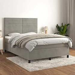 Maison Chic Lit Adulte - Lit simple Lit à sommier tapissier et matelas moelleux - Meuble de Chambre - Gris clair 140x200cm Velours -MN78287