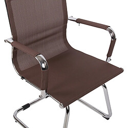 Decoshop26 Chaise fauteuil de bureau sans roulettes piétement luge en métal chromé assise en tissu maille marron 10_0003260 pas cher