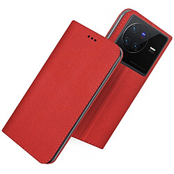 Acheter Htdmobiles Housse pour Vivo X80 Pro 5G - etui coque pochette portefeuille + film ecran - ROUGE MAGNET