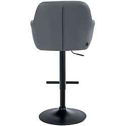 Decoshop26 Tabouret de bar chaise haute x1 fonction rotation 360° en PVC gris avec coutures décoratives piètement métal noir 10_0005262 pas cher