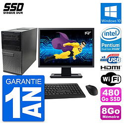 PC Tour Dell 390 MT Ecran 19" Intel G630 RAM 8Go SSD 480Go HDMI Windows 10 Wifi - Occasion